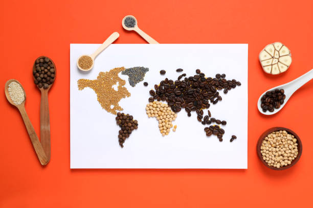 istock Map of world made from different kinds of spices 1428279726