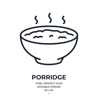 Porridge editable stroke outline icon isolated on white background flat vector illustration. Pixel perfect. 64 x 64.