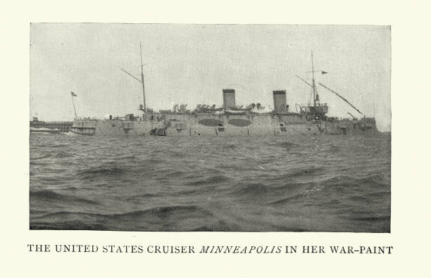 istock USS Minneapolis (C-13) in war paint, a United States Navy Columbia-class protected cruiser, 19th Century 1428281952