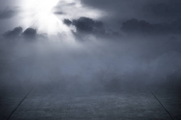 istock Concrete floor with smoke and moonlight 1428282084
