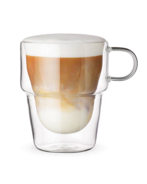 istock Latte coffee in a transparent glass cup isolated. 1428283227