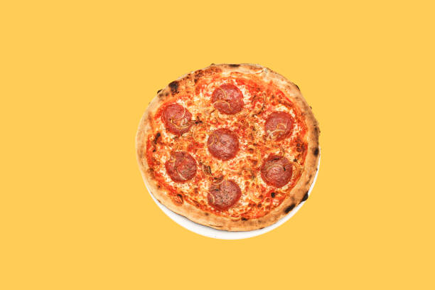 istock Flat pizza photos. Background. Place for text 1428289915