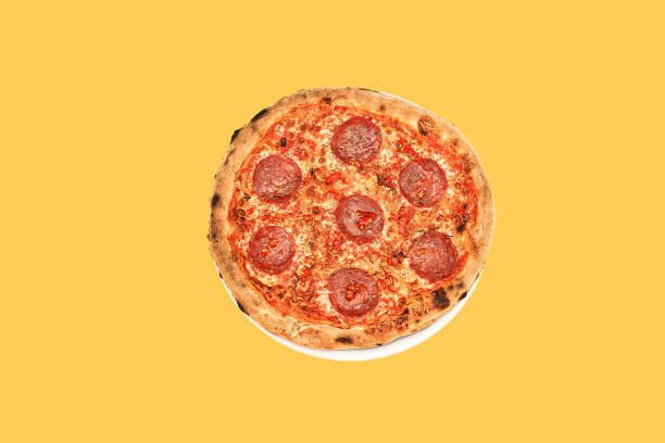 istock Flat pizza photos. Background. Place for text 1428289950