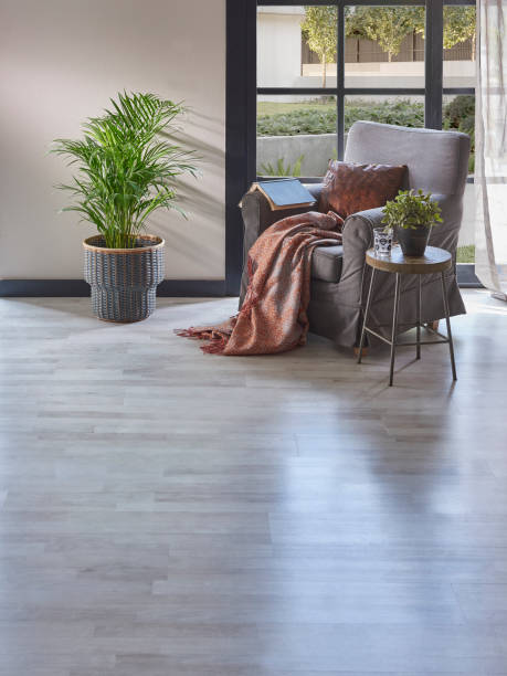 istock Modern rom with working table and armchair style, parquet floor, frame lamp decor, curtain, garden view house interior. 1428293003