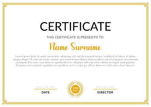 Certificate of achievement template.
For diploma, prizes, business, certificates, universities, schools and companies.
Vector illustration in HD very easy to make edits.
