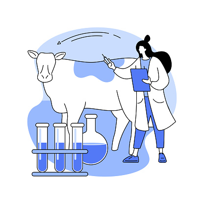 Veterinary drugs isolated cartoon vector illustrations. Farmer giving antibiotics for livestock, animals health care, agribusiness industry, agricultural input sector vector cartoon.