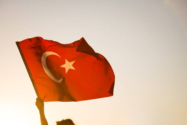 istock Close up shot of a Turkish flag on sunset. 1428297982