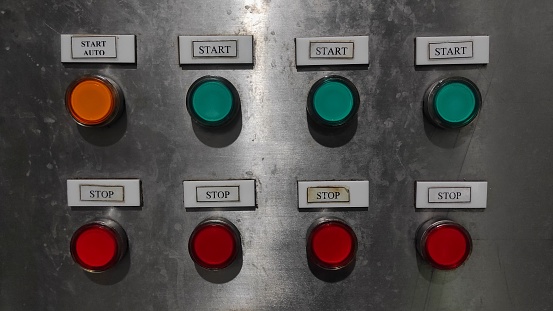 Old dirty control panel on and off buttons