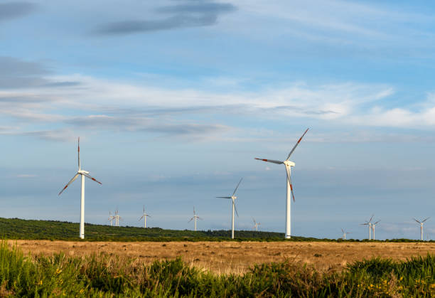 istock Wind energy, wind farm in mountains in Europe 1428301865