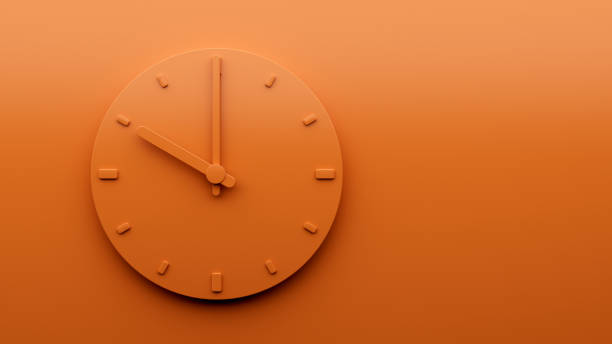 istock Minimal Orange clock Ten 10 o'clock abstract Minimalist wall clock 3d Illustration 1428305046