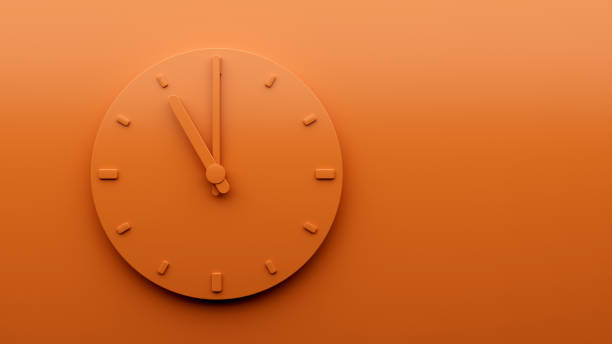 istock Minimal Orange clock Eleven 11 o'clock abstract Minimalist wall clock 3d Illustration 1428305064