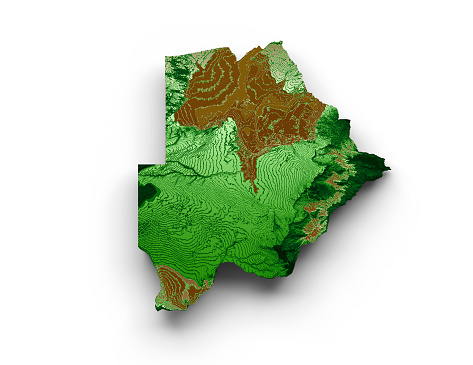 Botswana Topographic Map 3d realistic map Color 3d illustration\nSource Map Data: tangrams.github.io/heightmapper/,\nSoftware Cinema 4d
