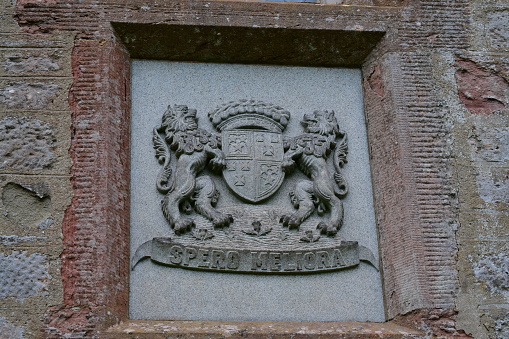 The ancient ruins of Urquhart Castle. This is a coat of arms that the family is unknown