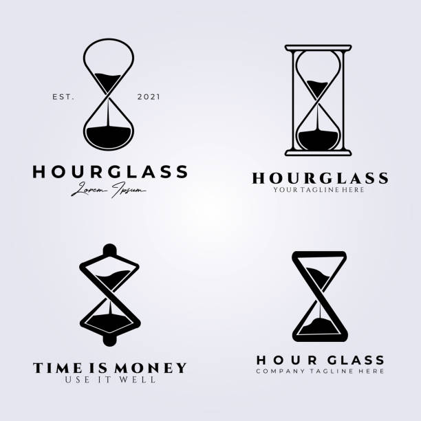 zestaw klepsydry logo ilustracja wektorowa - hourglass stock illustrations