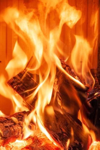 A vertical of fire flames