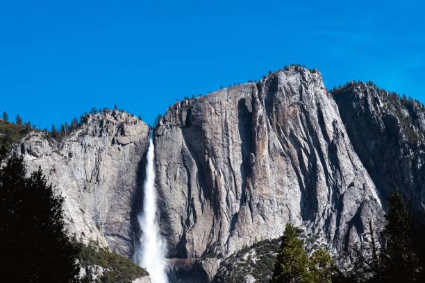 istock Low-angle view of Yosemite falls under the blue sky on a sunny day 1428342927