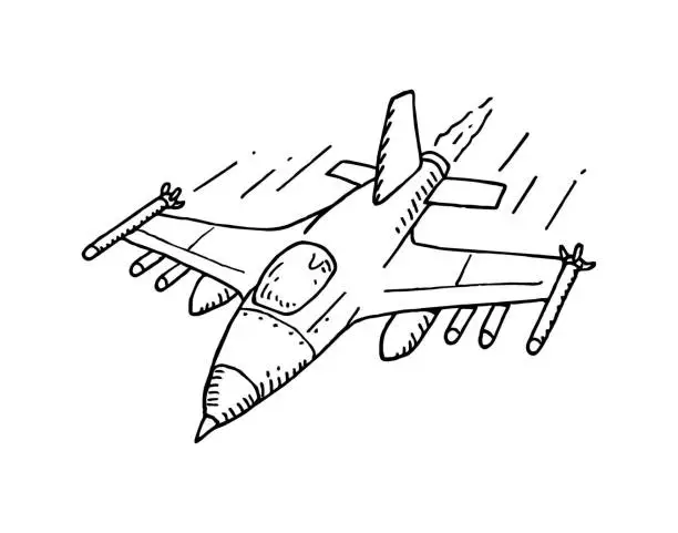 Vector illustration of Hand drawn jet fighter