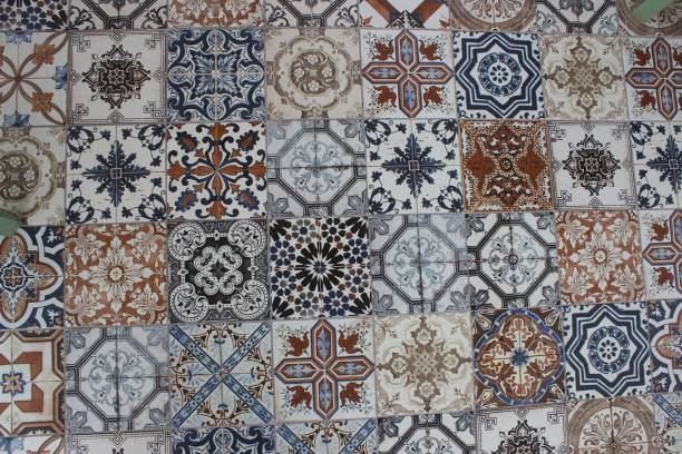 istock Collection of pretty ceramic tiles with different designs 1428345912