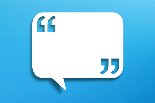 Speech bubble with Quotation mark on blue background