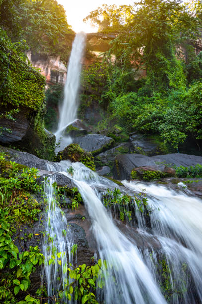 istock Beautiful Tat Pho waterfall is originated from Phu Langka Mountain Range, This trail is located in Phu Lanka National Park, Nakhon Phanom with visiting Nakee Cave and the peak of Phu Lanka mountain. 1428350788