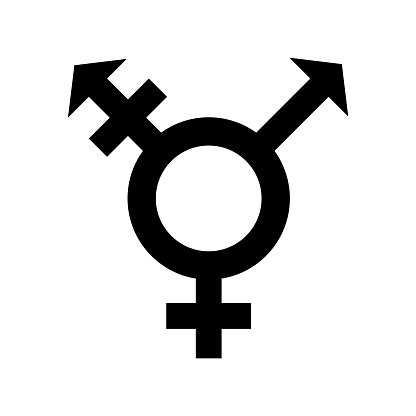 Unisex (intersex) symbol icon. Male and female symbols. Hermaphroditism or transgender symbol. Vector illustration on white background