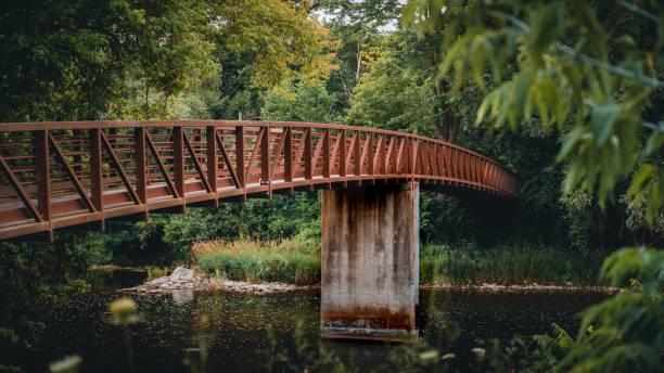 istock Rusty metal bridge in a rural area 1428351474