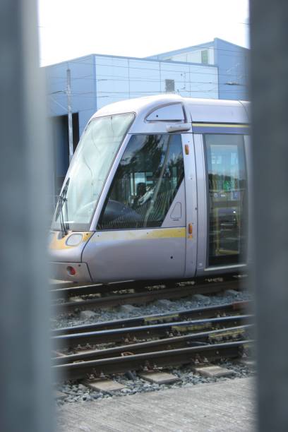 istock Vertical shot of a gray train on a railroad 1428352299