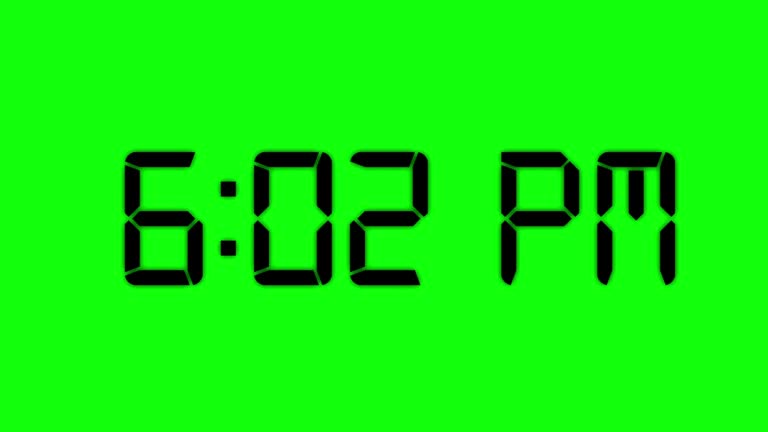 Digital clock count, Digital Counting animation, Time counter symbol and countdown, Alarm Clock Timekeeper or Watch Chronometer, Overlay Alpha Layered and Green Screen for Chroma Keying Background stock video