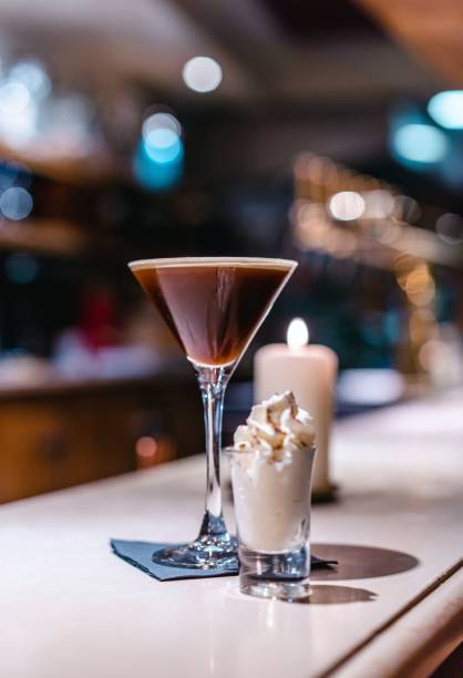 istock Selective focus of an espresso martini and eggnog at the bar. 1428356428