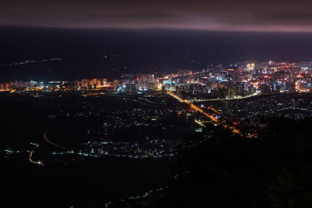 istock Aerial cityscape with lights at night 1428362692