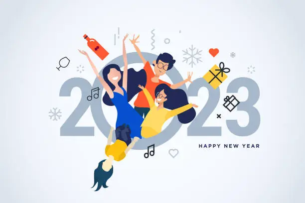 Vector illustration of Happy New Year greeting card