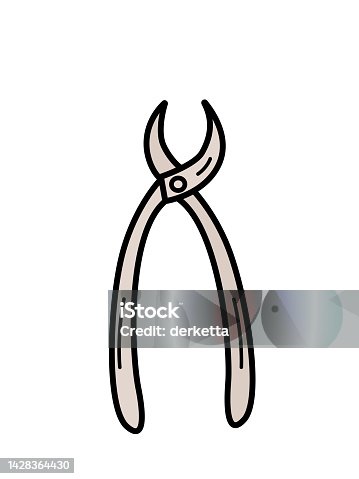 istock Pliers doodle icon isolate on a white background. Tongs construction cartoon style illustration. 1428364430