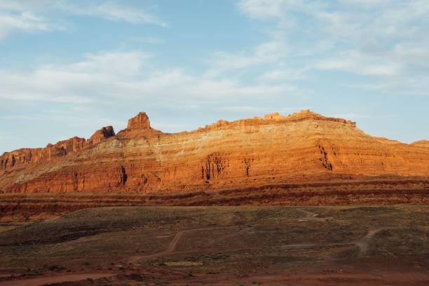 istock Aerial view of rock formations under blue bright sky in Moab 1428377825
