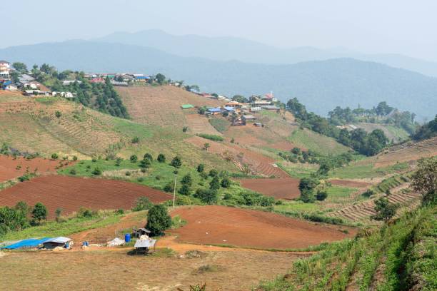 istock Bird's eye view of agricultural mountains 1428378657