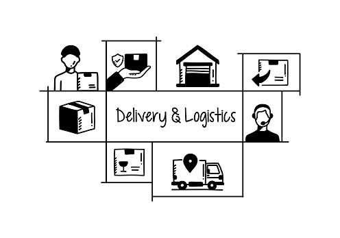 Delivery and Logistics Related Hand Drawn Banner Design Vector Illustration