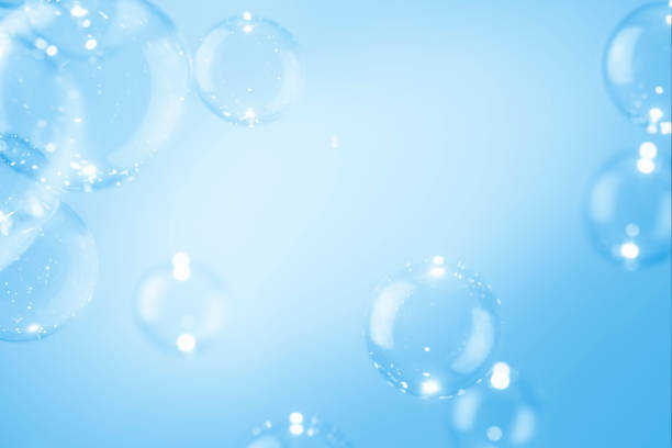 istock Abstract Beautiful Shiny Blue Soap Bubbles Background. Refreshing Soap Sud Bubbles Water. 1428385508