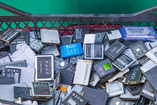Cellphone Batteries Recycling Belgrade, Serbia - October 17, 2021: Big Bunch of Old Mobile Phone Cellphone Lithium Batteries for Recycling Disposal. phone nokia stock pictures, royalty-free photos & images