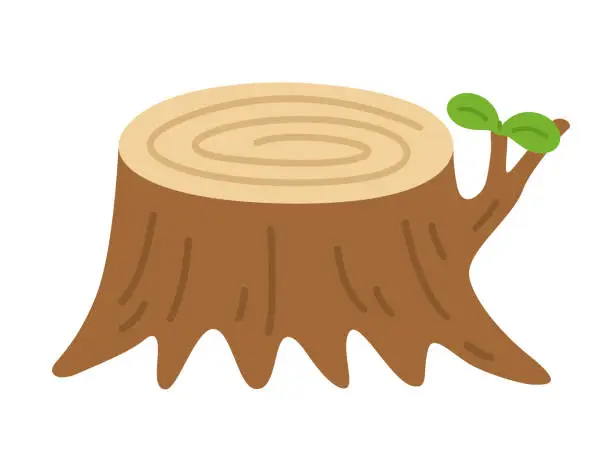 Vector illustration of Botanical illustration of a stump.