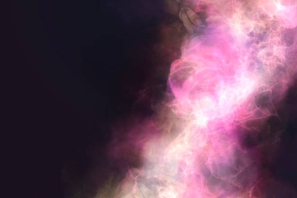 istock Dark template for space and energy concepts. Pink nebula. Glowing alcohol ink art with copy space. Smoke and haze texture 1428398146