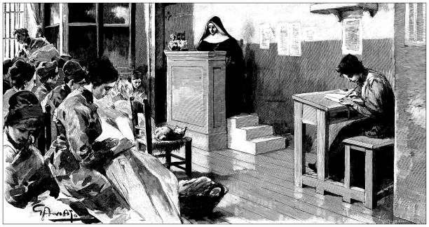 Antique illustration: Saint Lazare Prison workshop
