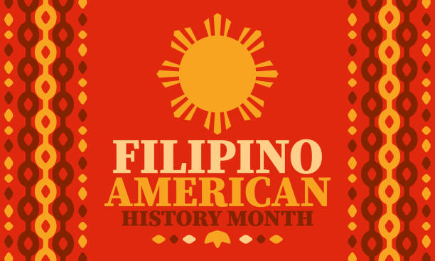 ilustrações, clipart, desenhos animados e ícones de mês da história filipina americana. feliz feriado comemora anualmente em outubro. filipinas e bandeira dos estados unidos. mês da cultura. design patriótico. pôster, cartão, banner, modelo. ilustração vetorial - philippino flag