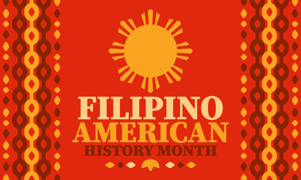 filipino american history month. happy holiday celebrate annual in october. filipinos and united states flag. culture month. patriotic design. poster, card, banner, template. vector illustration - philippines 幅插畫檔、美工圖案、卡通及圖標