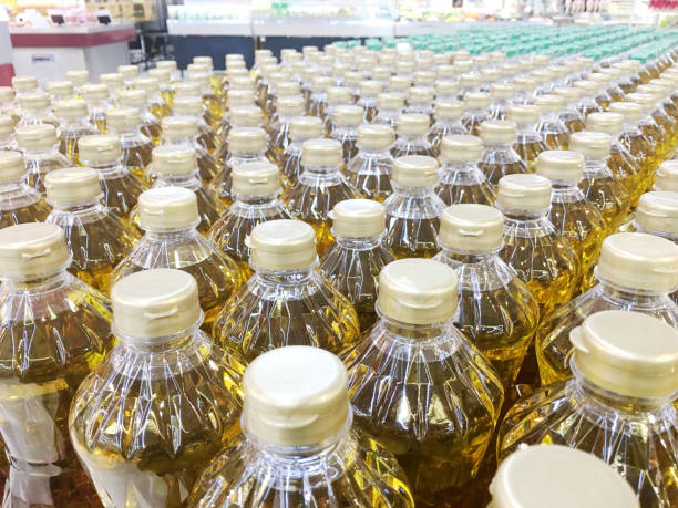istock Vegetable oil in plastic bottles for background 1428404061
