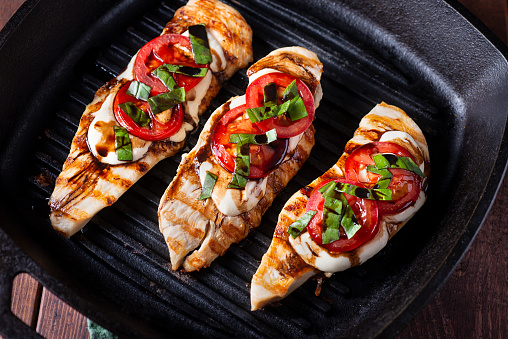 Grilled Caprese Chicken in a Cast Iron Grill Pan