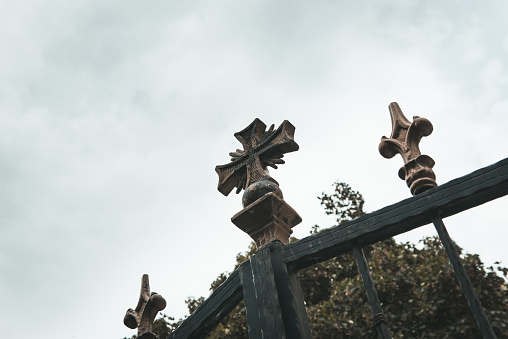 The cross symbol of the Orthodox religion on a gate in Sarajevo - Bosnia and Herzegovina