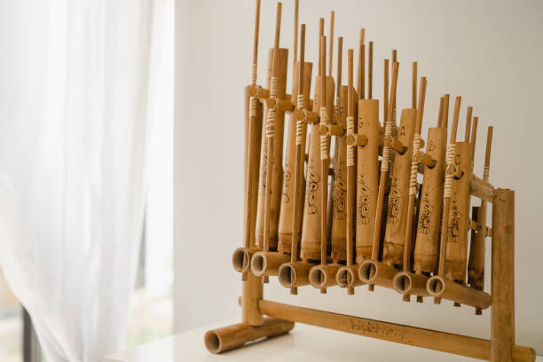 Indonesian Traditional Music Instrument Called Angklung stock photo