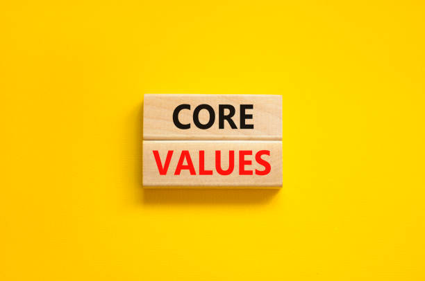 Core values symbol. Concept words Core values on wooden blocks on a beautiful yellow table yellow background. Business value and core values concept, copy space. Core values symbol. Concept words Core values on wooden blocks on a beautiful yellow table yellow background Business value and core values concept, copy space. simple living stock pictures, royalty-free photos & images