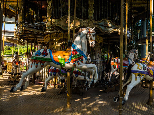istock Disused carousel with horses in Taipei 1428433096