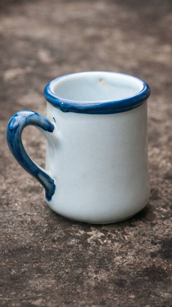 istock Blue border in white porcelain mug 1428433422