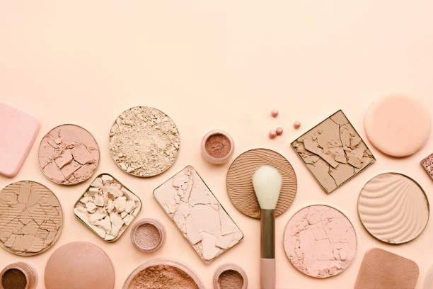 istock Varieties of face powders and foundations for perfect complexion, basic make up products to even out and matte skin, beauty cosmetics with brushes and sponges 1428439031